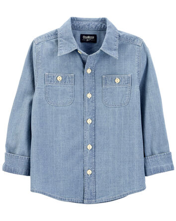 Chambray Button-Front Shirt, 