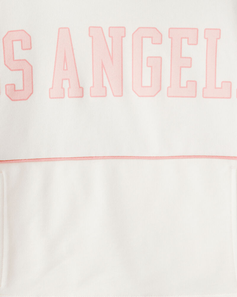 Girls Los Angeles Cotton Long-Sleeve Hoodie - Cream, image 3 of 4 slides
