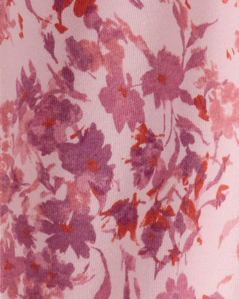 Girls Floral Fleece Drawstring Joggers - Pink, image 3 of 4 slides