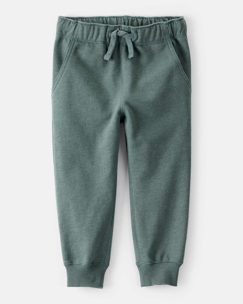 Toddler Boy Solid Fleece Cotton Jogger - Green, image 1 of 4 slides