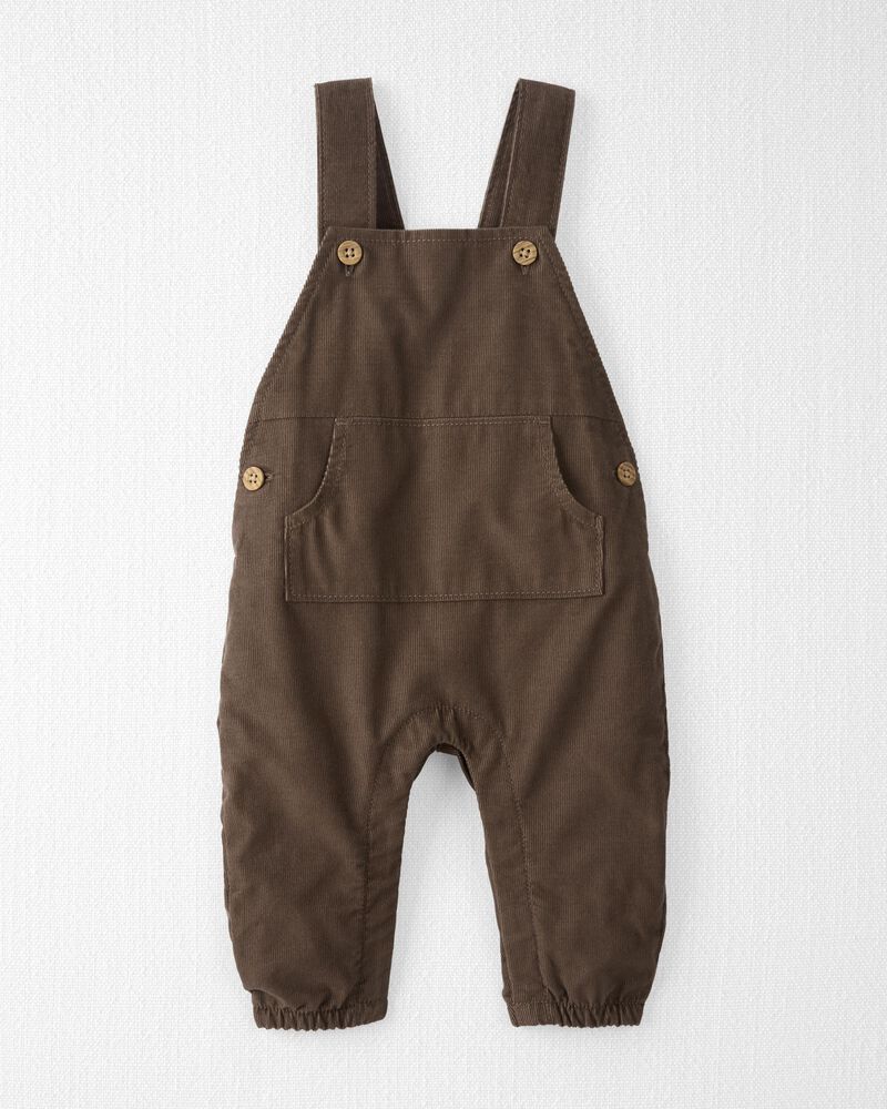Baby Organic Cotton Corduroy Overalls in Brown, image 1 of 5 slides