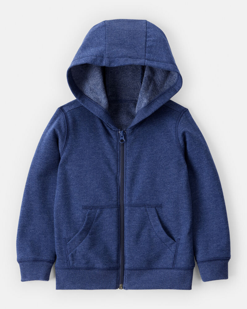Toddler Boy Solid Fleece Long-Sleeve Hoodie - Navy, image 1 of 3 slides