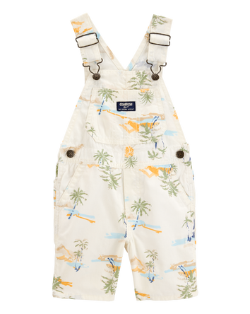 Toddler Boy Tropical-Print Canvas Shortalls-Cream, 