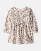 Baby Girl Leopard Print Long-Sleeve Dress - Brown, image 1 of 4 slides
