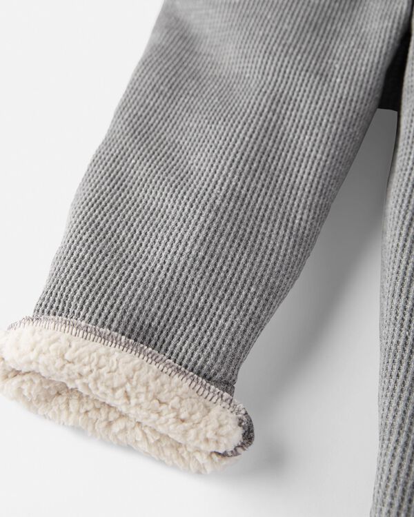Heather Grey Toddler Waffle Knit Sherpa Lined Pants Made with Organic