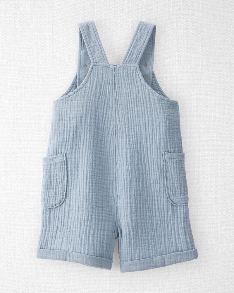 Toddler Organic Cotton Gauze Shortall in Blue, image 2 of 5 slides