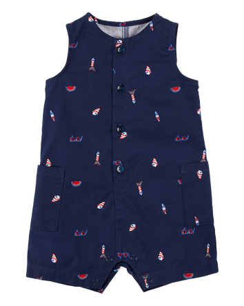 Baby 4th Of July Button-Down Romper, 