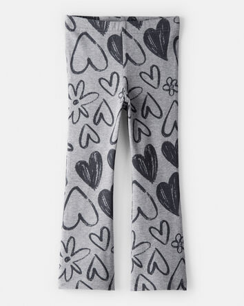 Toddler Girl Heart Pull-On Flare Stretch Rib Leggings - Grey, 