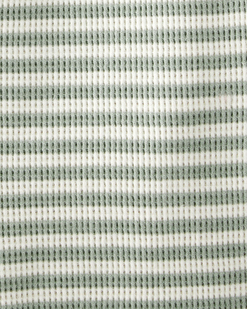 Baby Organic Cotton Waffle Knit Romper in Stripes, image 3 of 4 slides