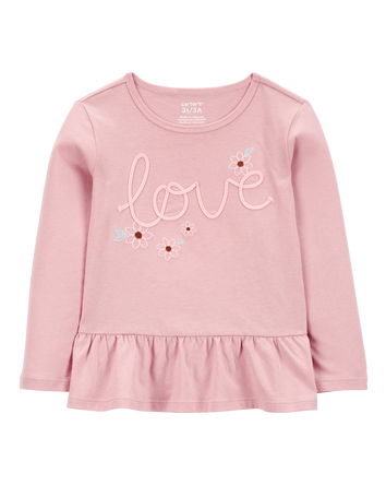 Baby Love Long-Sleeve Peplum Top - Pink, 