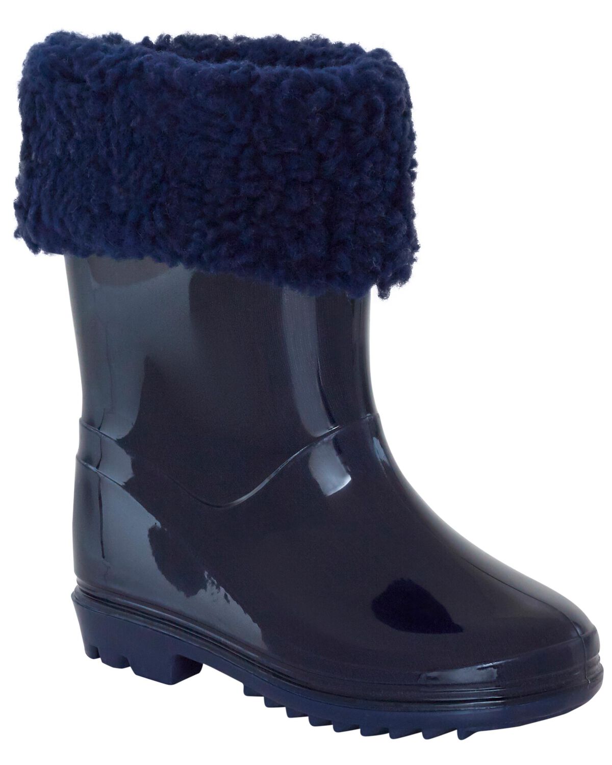 Navy Toddler Faux Fur-Lined Rain Boots | carters.com