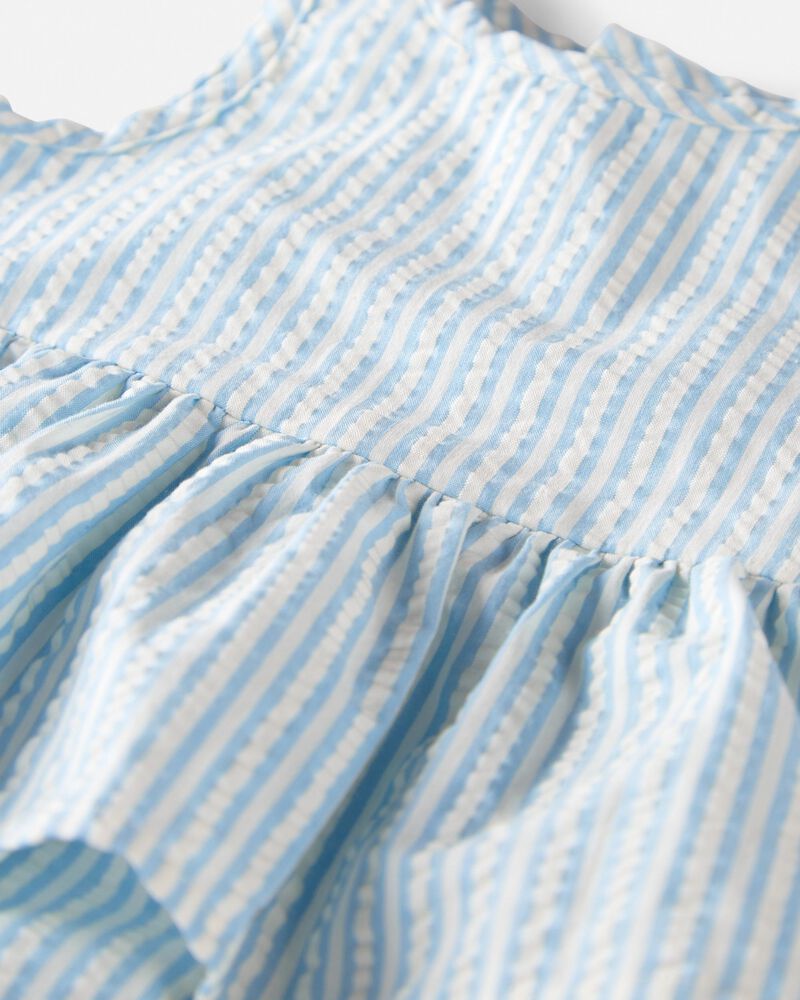Baby Seersucker Ruffle Sunsuit Made with Organic Cotton, image 2 of 4 slides