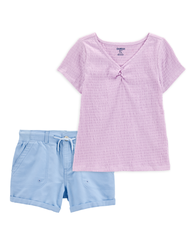 Kid 2-Piece Short-Sleeve Crinkle Top & Trek Short Set, image 1 of 6 slides