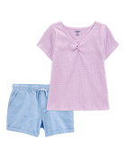 Kid 2-Piece Short-Sleeve Crinkle Top & Trek Short Set, image 1 of 6 slides