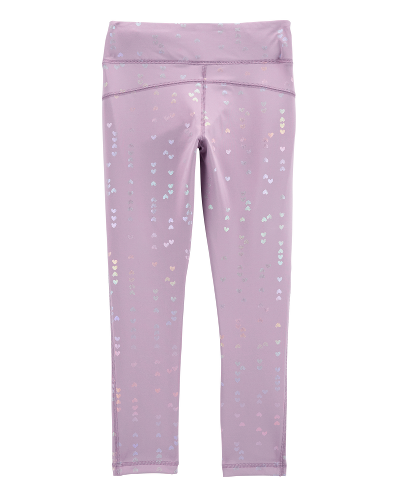 Kid Heart Print High-Rise Leggings - Purple, image 2 of 5 slides