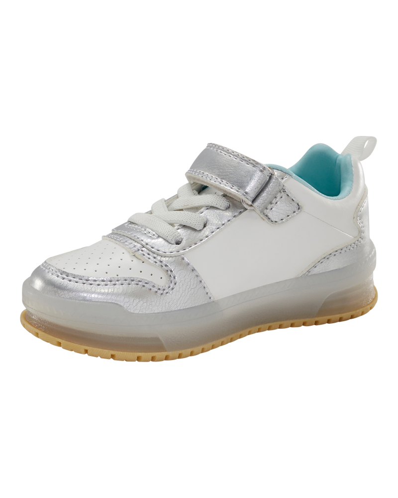 Toddler Light Up Metallic Sneakers - Silver/Aqua, image 8 of 8 slides