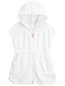 White - Toddler Hooded Zip-Up Cover-Up
