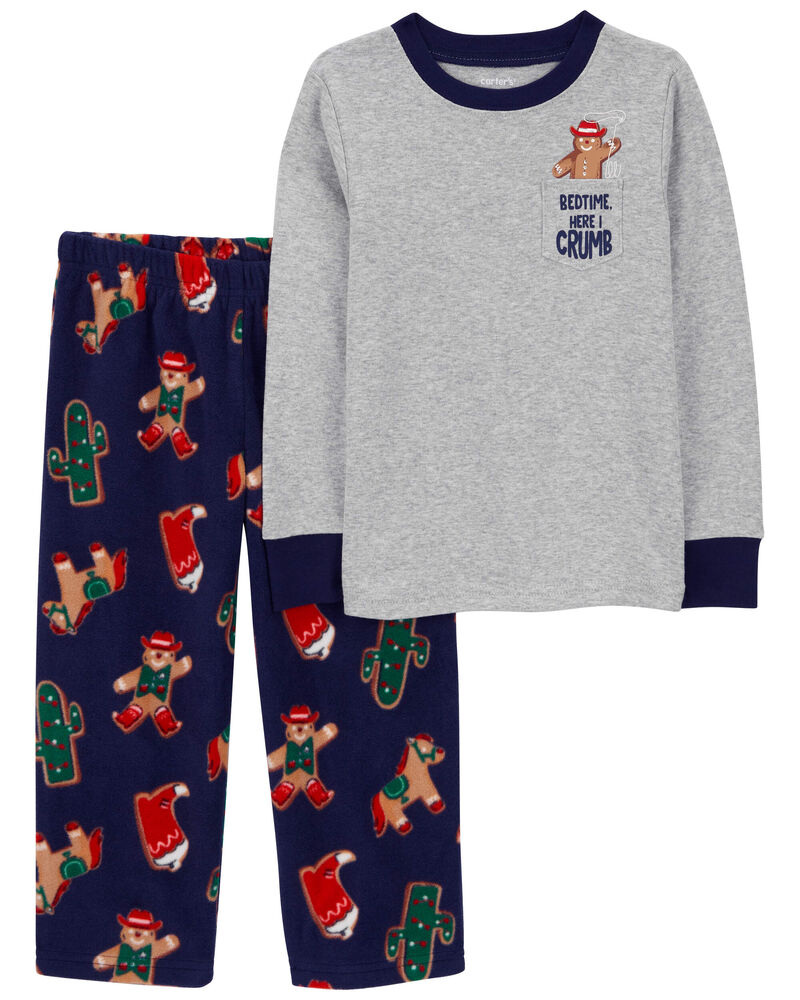 Toddler 2-Piece Gingerbread Cotton & Fleece Pajamas, image 1 of 3 slides