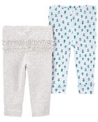 2-Pack Floral Pull-On Pants, image 1 of 3 slides