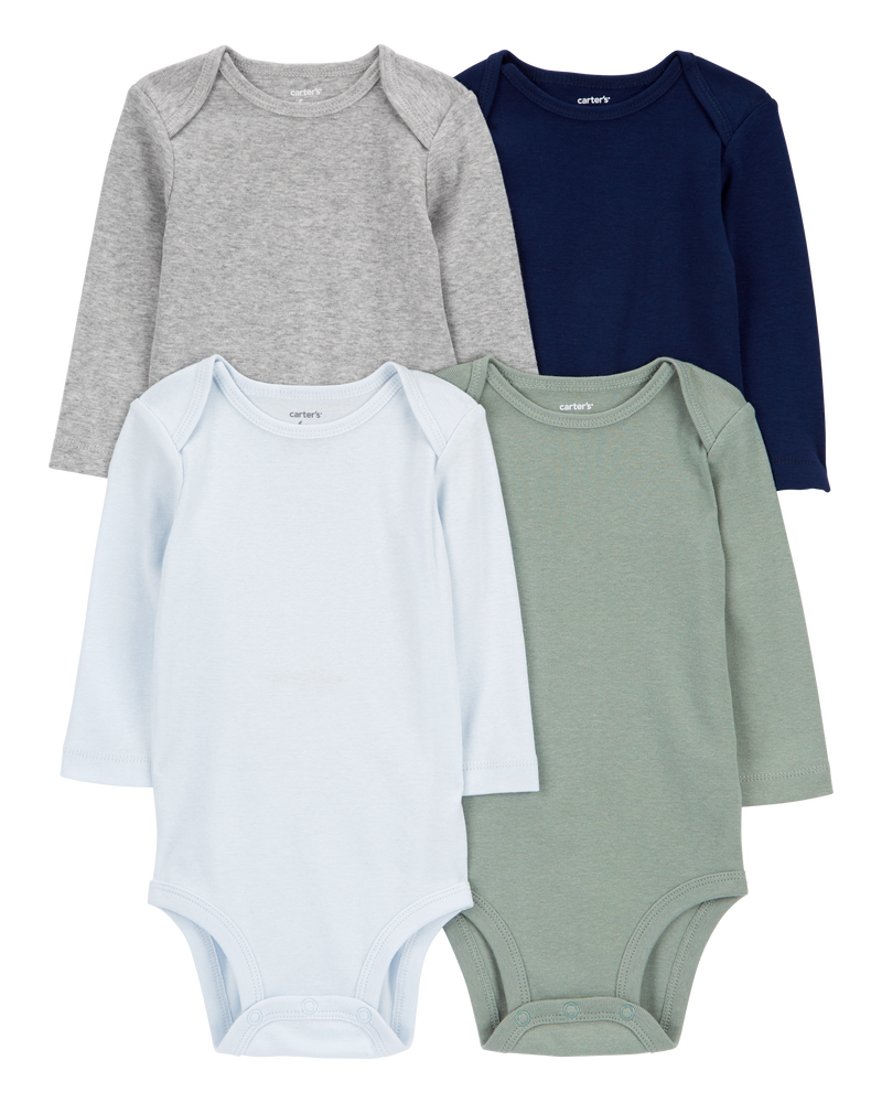 Baby 4-Pack Long-Sleeve Original Bodysuits, image 1 of 7 slides