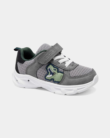 Toddler Boy Light-Up Dinosaur Athletic Sneakers - Grey/White, 