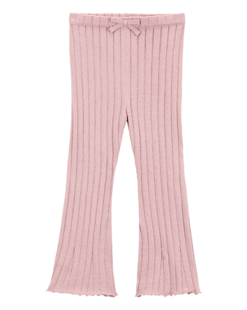 Baby Ribbed Sweater Knit Flare Pants - Pink, 