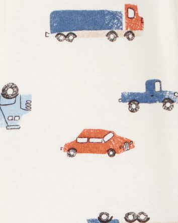 Baby Boy 1-Piece Car Print 100% Snug Fit Cotton Footless Pajamas - Ivory, 
