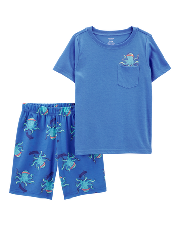 Boys 2-Piece Octopus Print Loose Fit Pajamas, 
