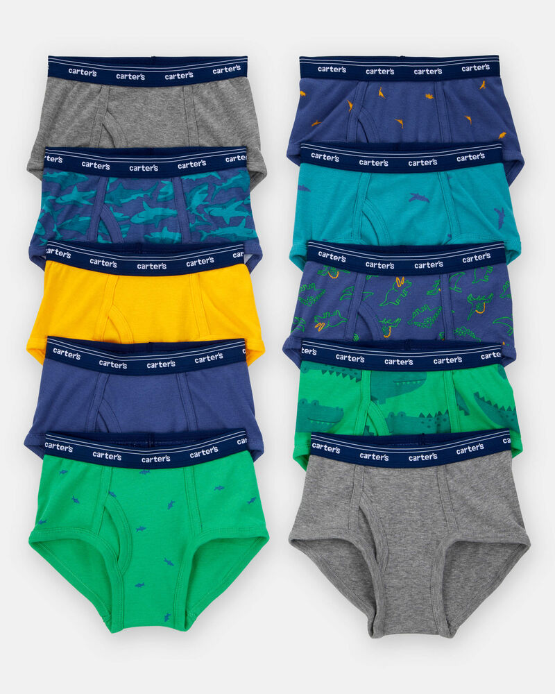 Toddler Boy 10-Pack Cotton Briefs Underwear, image 2 of 3 slides