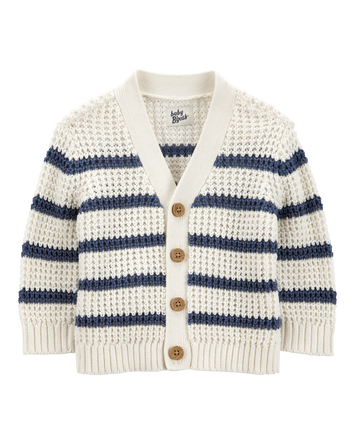 Baby Striped Button-Front Sweater Knit Cardigan - Cream, 