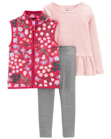 Toddler 3-Piece Floral Vest Set, 