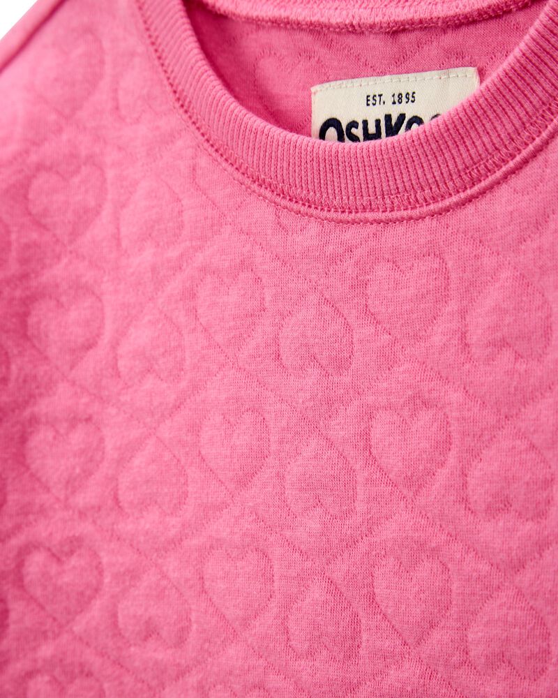 Baby Quilted Heart Cotton Blend Pullover - Pink, image 2 of 4 slides