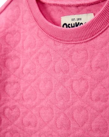 Baby Quilted Heart Cotton Blend Pullover - Pink, 