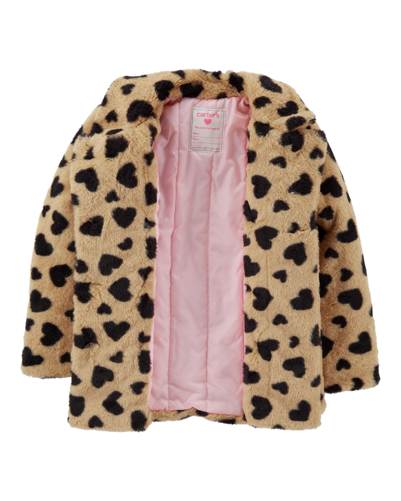 Kid Heart Faux Fur Peacoat, image 2 of 3 slides