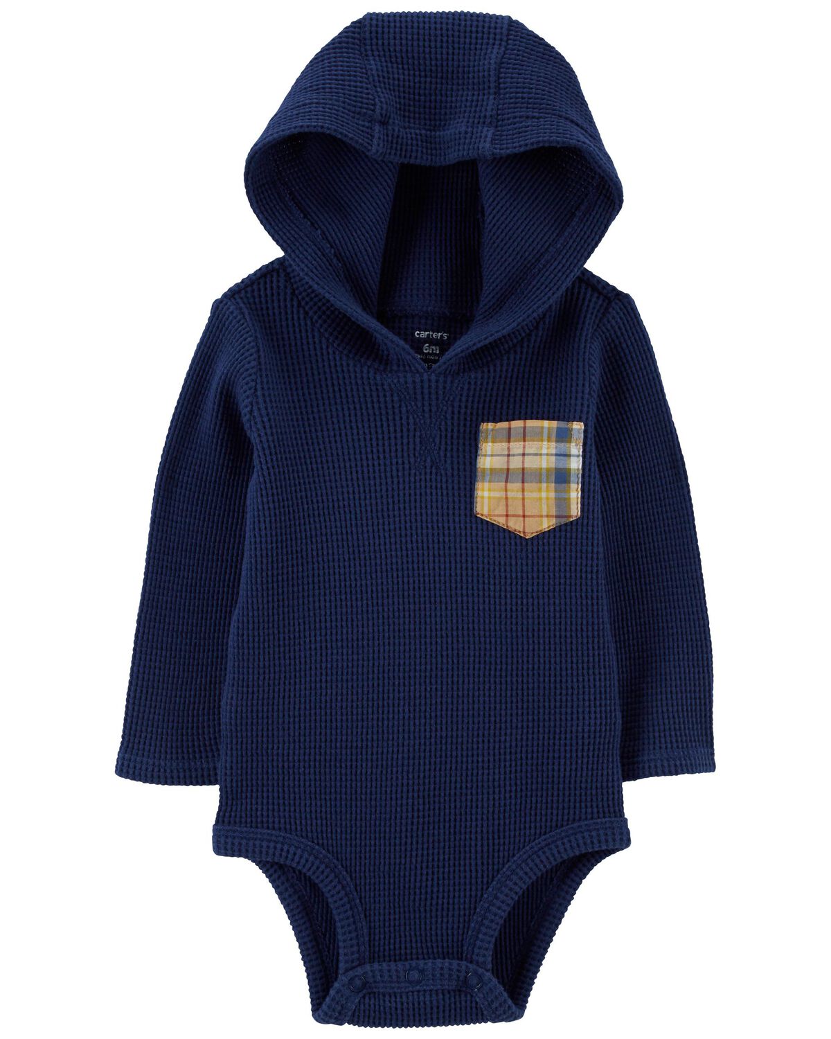 Navy Baby Hooded Thermal Bodysuit