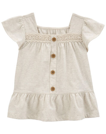 Baby Crochet Flutter Button-Front Shirt, 