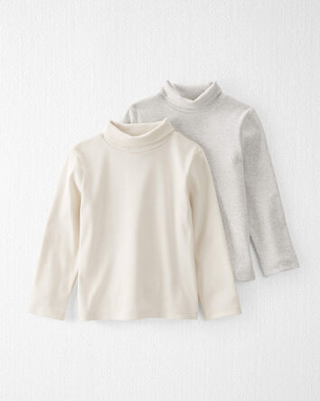 Toddler 2-Pack Organic Cotton Rib Mock Neck Tops, 