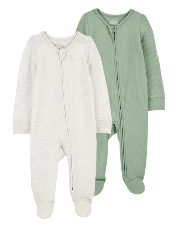 Baby 2-Pack Zip-Up PurelySoft Sleep & Play Pajamas, 
