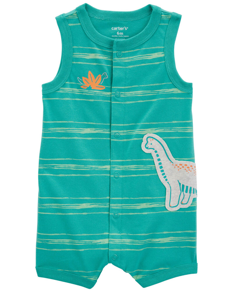 Baby Dinosaur Snap-Up Cotton Romper, image 1 of 3 slides