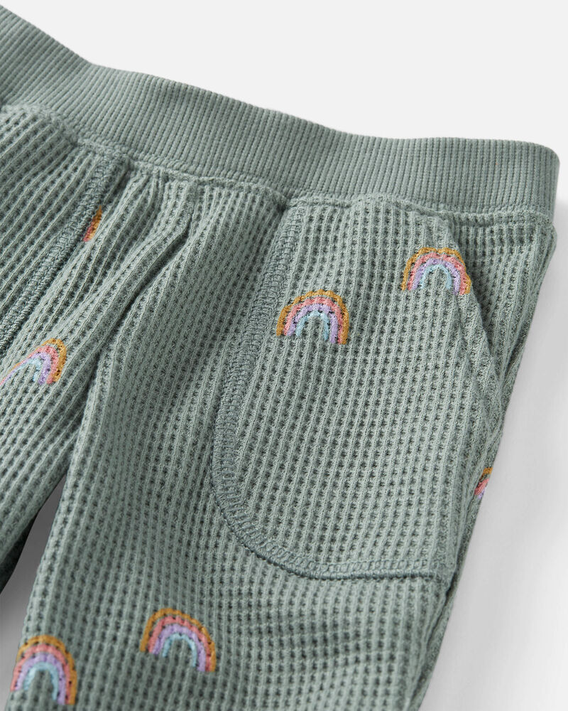 Baby 2-Piece Organic Cotton Waffle Knit Set in Magical Rainbow Print, image 5 of 6 slides