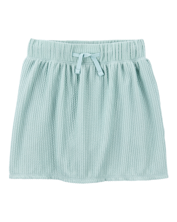 Kid Ribbed Textured Drawstring Skort -  Green, 