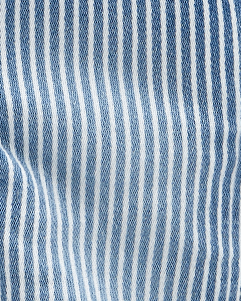 Baby Knit-Like Denim Hickory Stripe Overalls, image 4 of 4 slides
