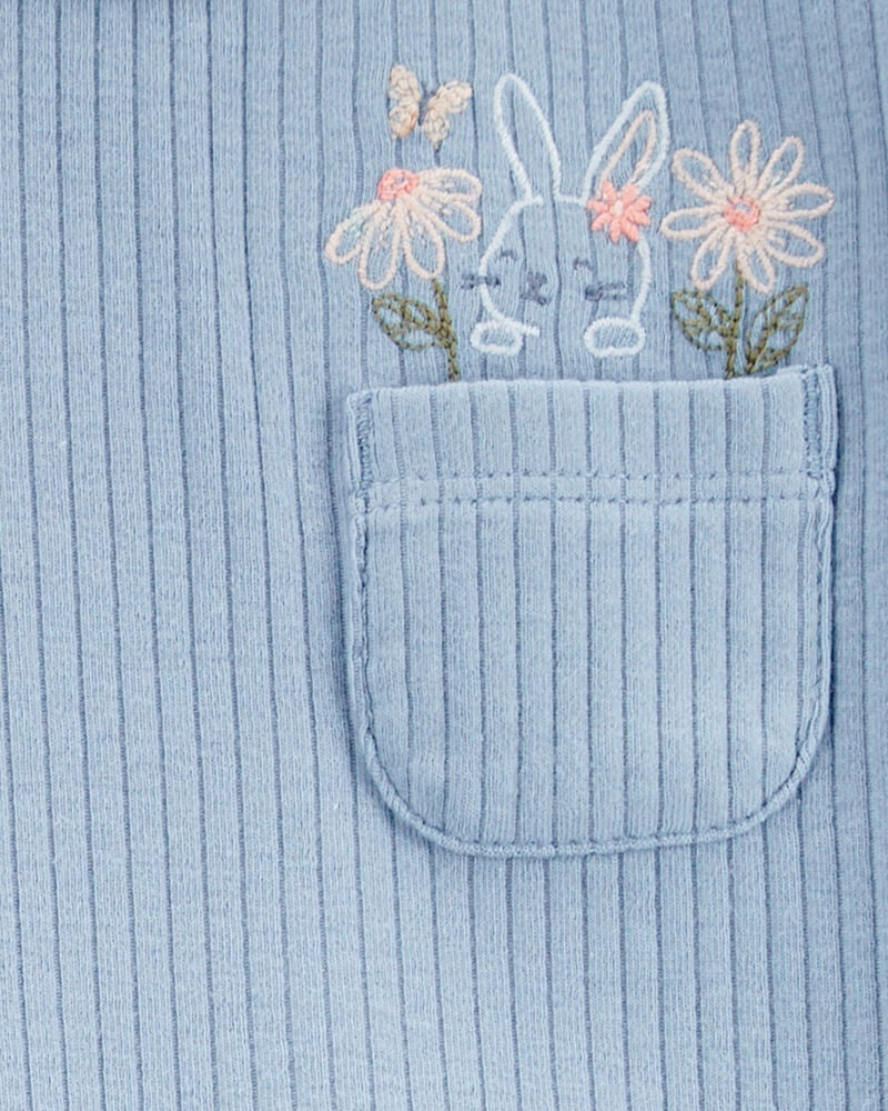 Baby 2-Piece Bunny Floral Skort Outfit Set - Blue/Ivory, image 3 of 4 slides