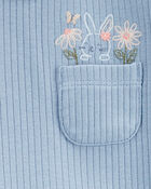 Baby 2-Piece Bunny Floral Skort Outfit Set - Blue/Ivory, image 3 of 4 slides