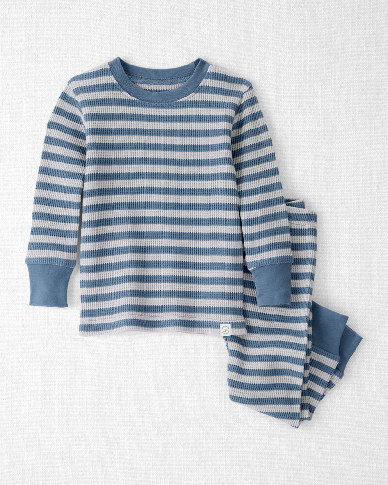 Baby Striped Waffle Knit Pajamas Made with Organic Cotton, image 1 of 5 slides