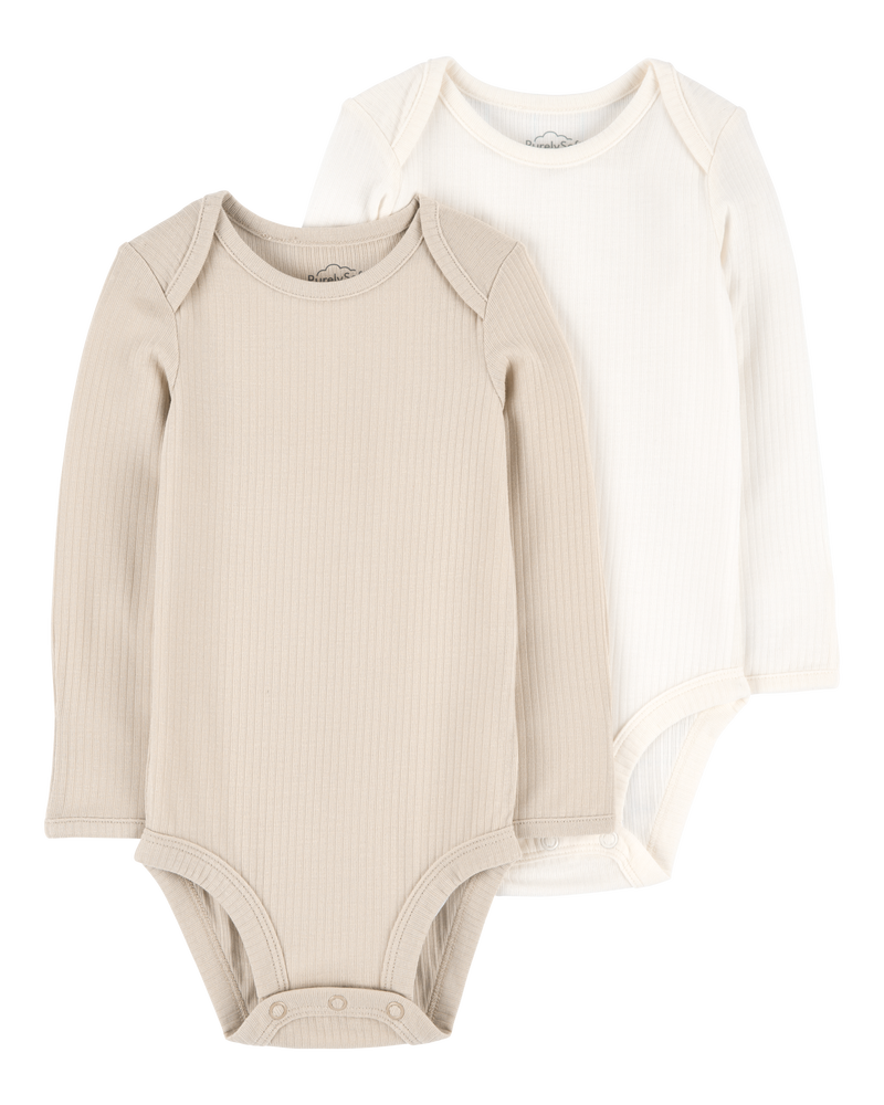 Baby 2-Pack Long-Sleeve PurelySoft Bodysuits, image 1 of 7 slides
