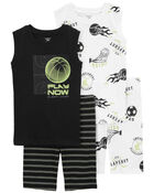 Kid 4-Piece Basketball 100% Snug Fit Cotton Pajamas, image 1 of 3 slides
