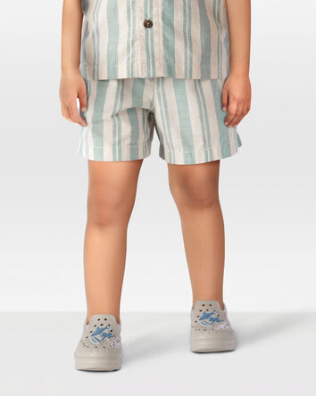 Toddler Boy Striped Pull-On Shorts - Teal/Cream, 