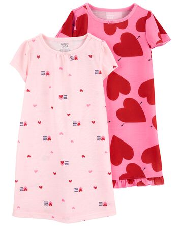 2-Pack Hearts Nightgown, 