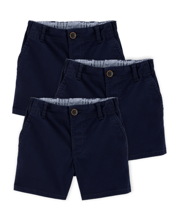 Toddler Boy 3-Pack Stretch Chino Uniform Shorts - Navy, 